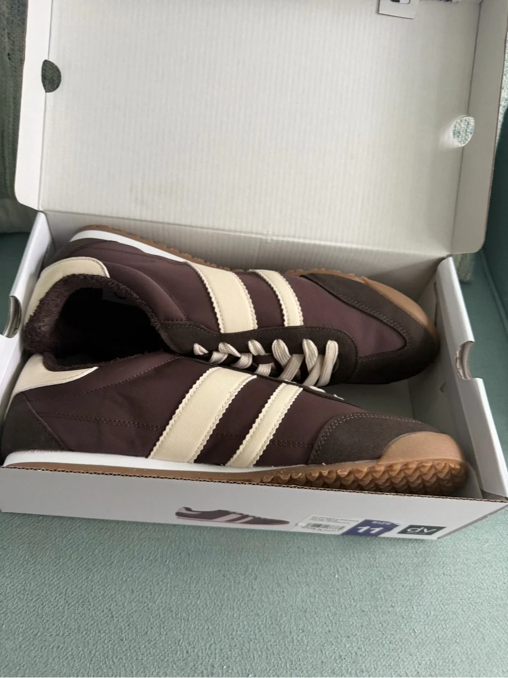 Women's Dolce Vita Dark Brown Sneakers with Cream Stripes - Picture 4 of 6
